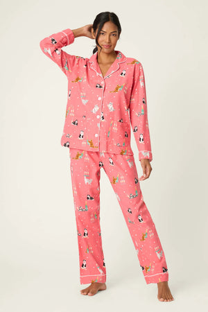 PJ Salvage Get Fizzical Flannel Set Dark Coral