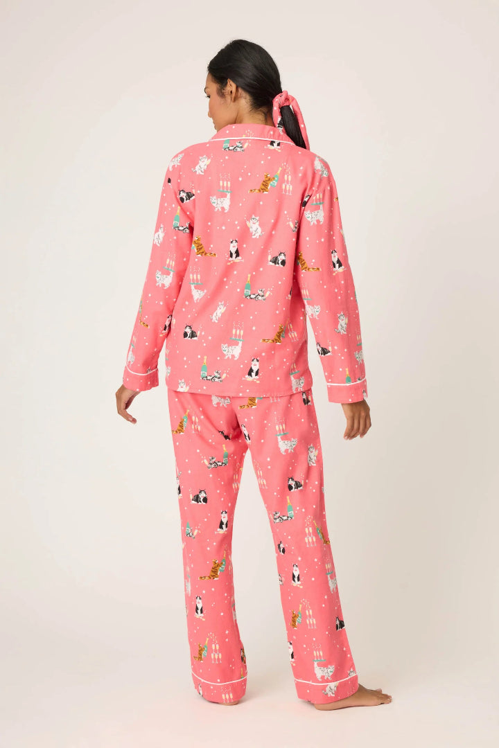 PJ Salvage Get Fizzical Flannel Set Dark Coral