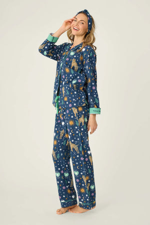 PJ Salvage Wild At Heart Tiger Print Flannel Set Navy