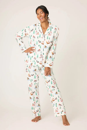 PJ Salvage Sleigh All Day Flannel Set White