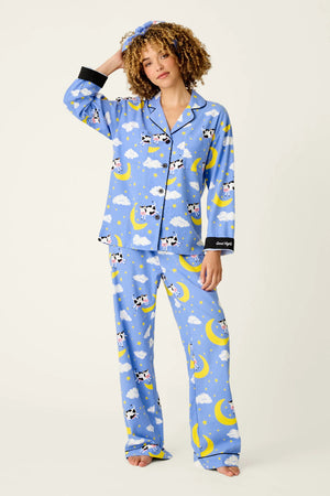 PJ Salvage Forever Favorite Flannels Peri Cows Over The Moon