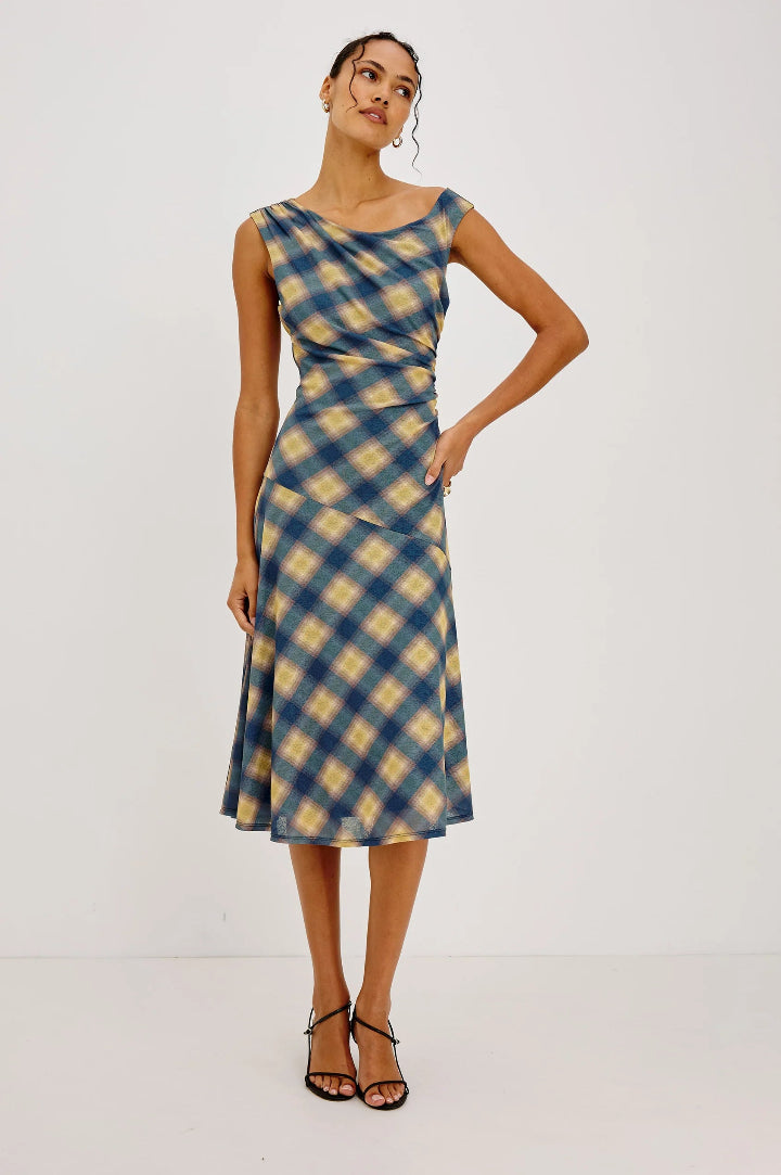 Rails Sorra Dress Navy Sage Plaid