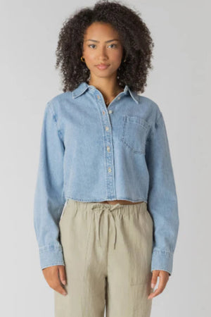 Room 34 Lightweight Denim Shirt Mid Blue Wash