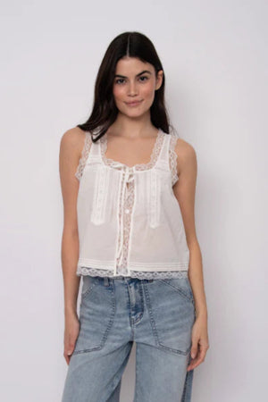 RD Style Alia Sleeveless Button Up Top White