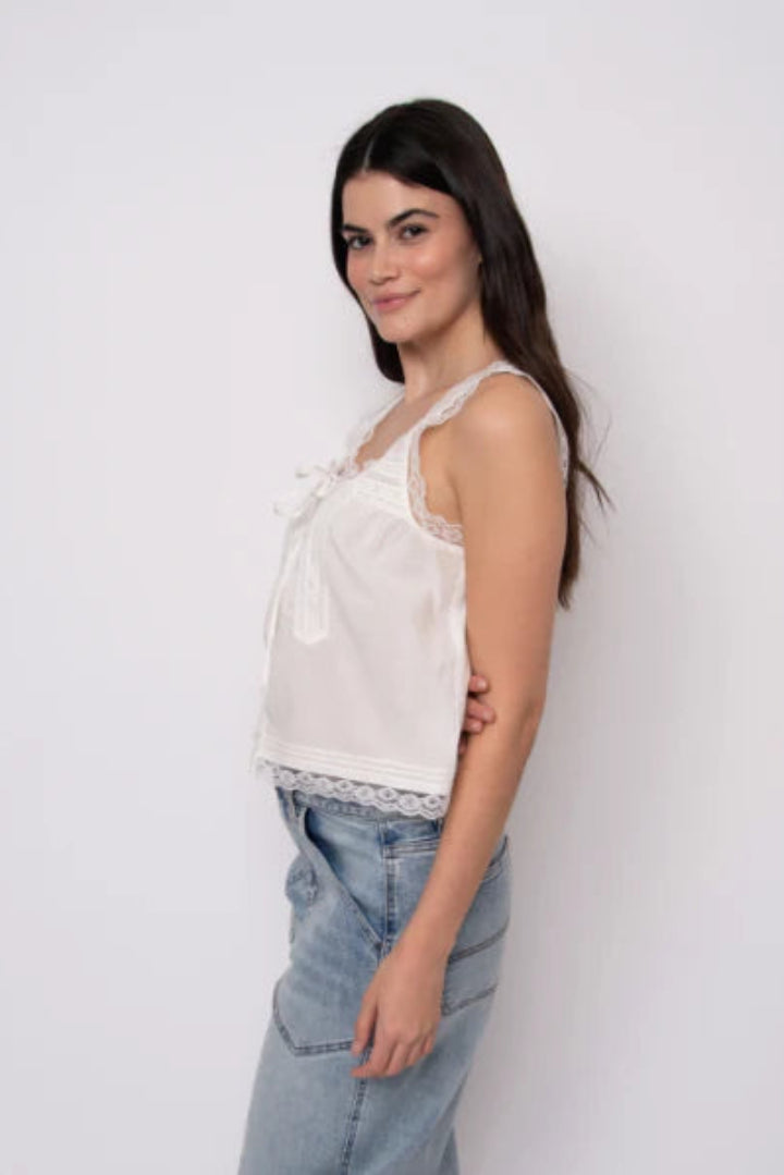 RD Style Alia Sleeveless Button Up Top White