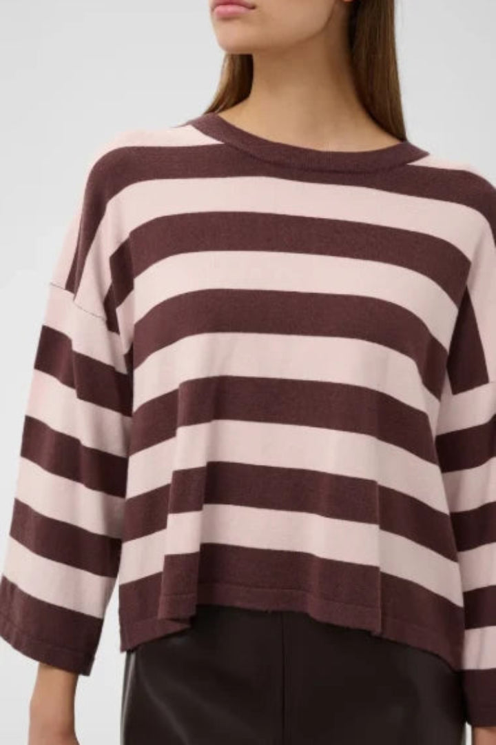 Soaked In Luxury SLSpina Boxy Pullover Cropped Huckleberry