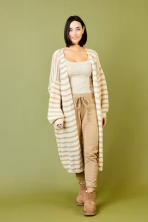 Suzy D Flo Soft Knit Striped Long Cardi