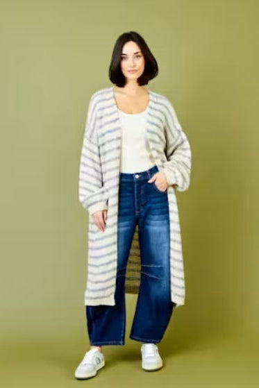 Suzy D Flo Soft Knit Striped Long Cardi