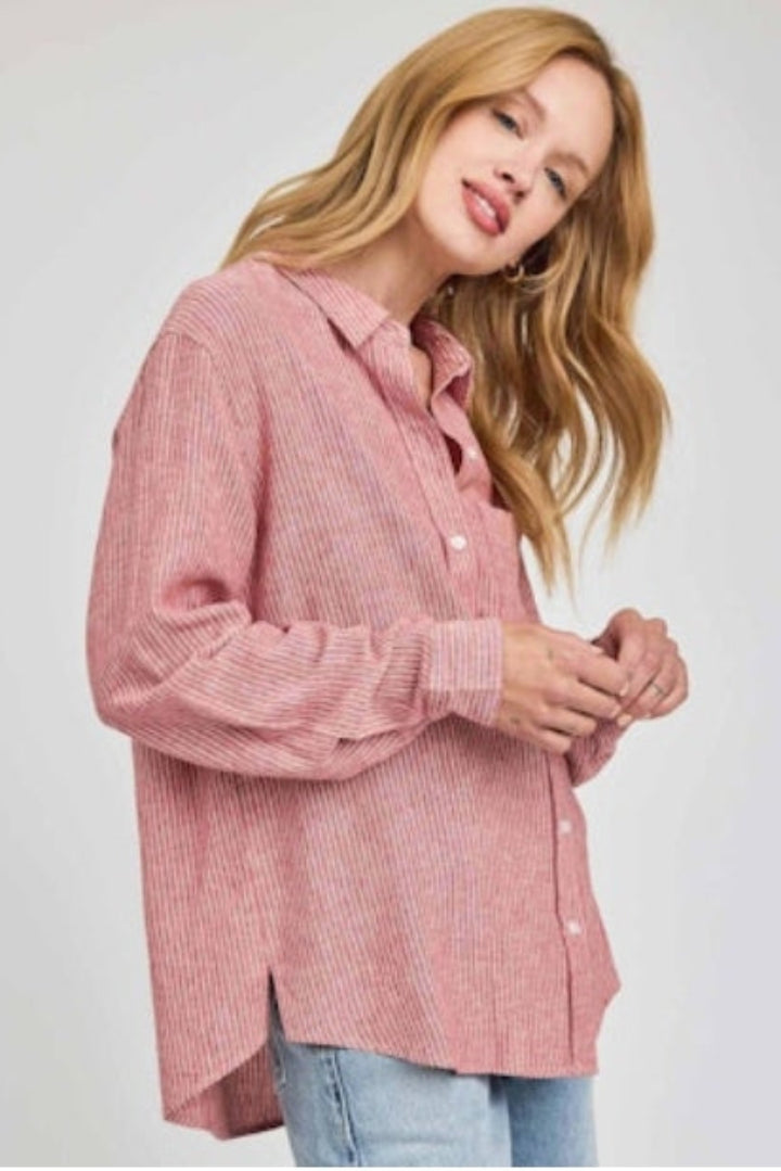 Gentle Fawn Dominque Shirt Garnet Stripe