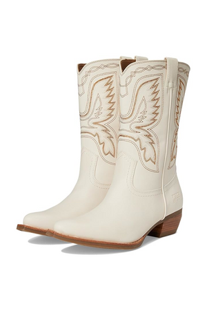 Frye & Co Irlene Short Deco Stitch Cowboy Boot Off White
