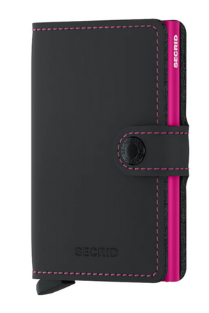 Secrid Mini Wallet Matte Black and Fuchsia
