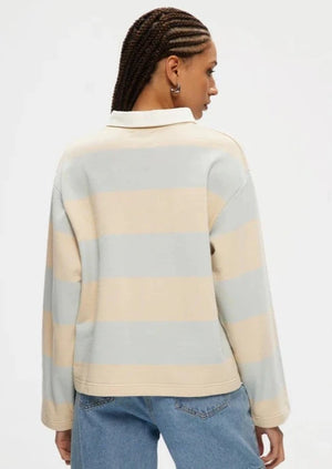 Kuwalla Cropped Rugby Shirt Baby Blue/Beige
