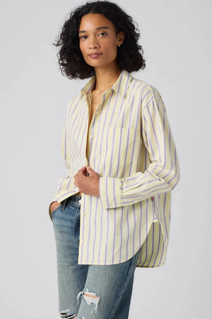 Levi's Harlie Boyfriend Shirt Costanza Stripe French Vanilla