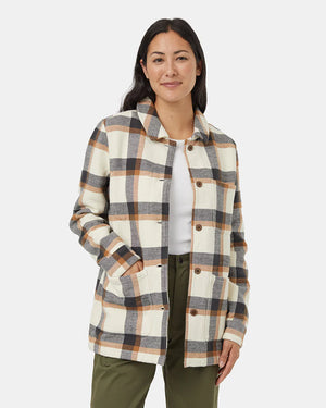 Tentree Flannel Utility Jacket Vintage White/Modern Pine