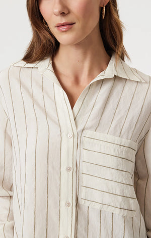 Mavi Long Sleeve Shirt Khaki Stripe