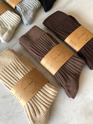 RIBBED COTTON HIGH SOCKS - neutral