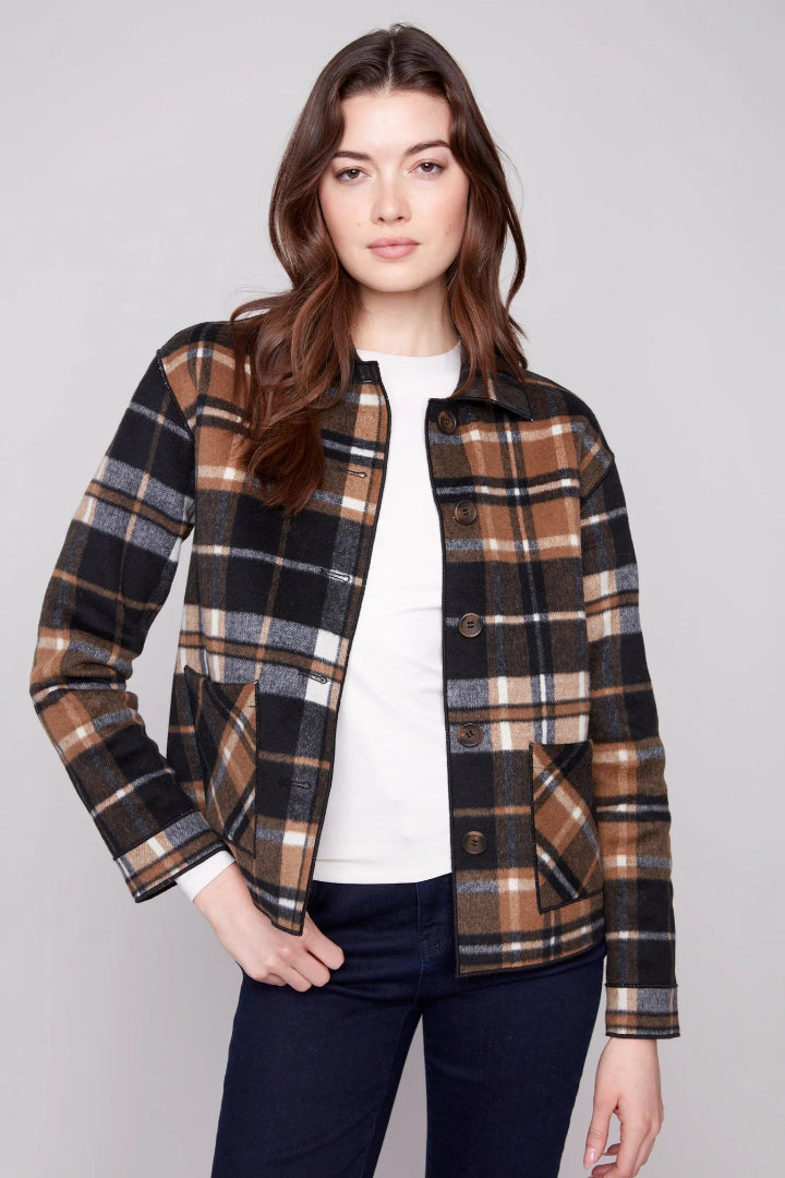 Charlie B Reversible Plaid Jacket Cocoa