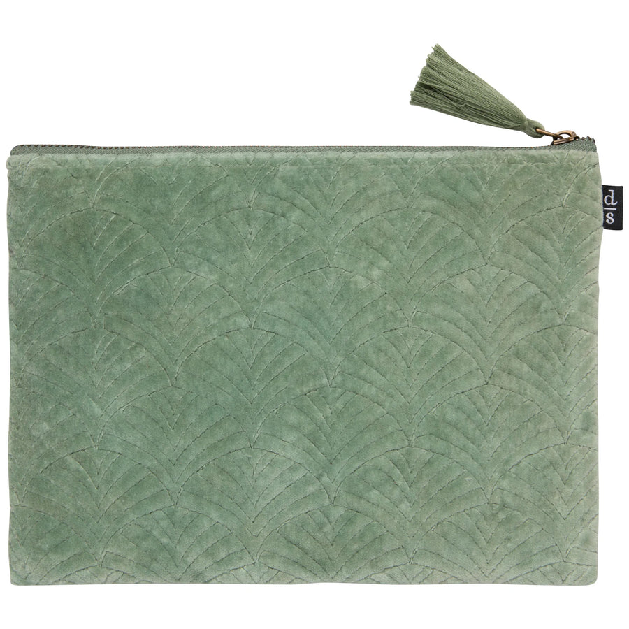 Danica Jade Quilted Velvet Flat Pouch