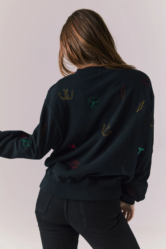 Chaser Allover Icons Long Sleeve – Graphic Black Top with Icon Prints