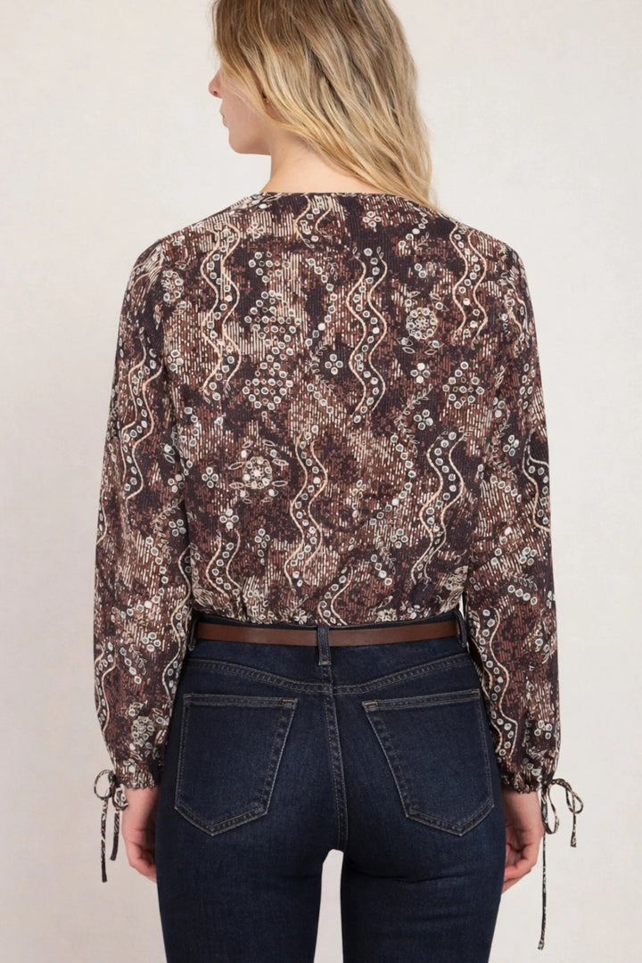 Black Tape Snake Print Blouse Brown/Black Snake