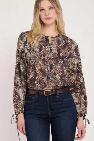 Black Tape Snake Print Blouse Brown/Black Snake