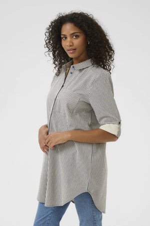 Kaffe KANaya Striped Shirt Tunic Midnight/White Stripe