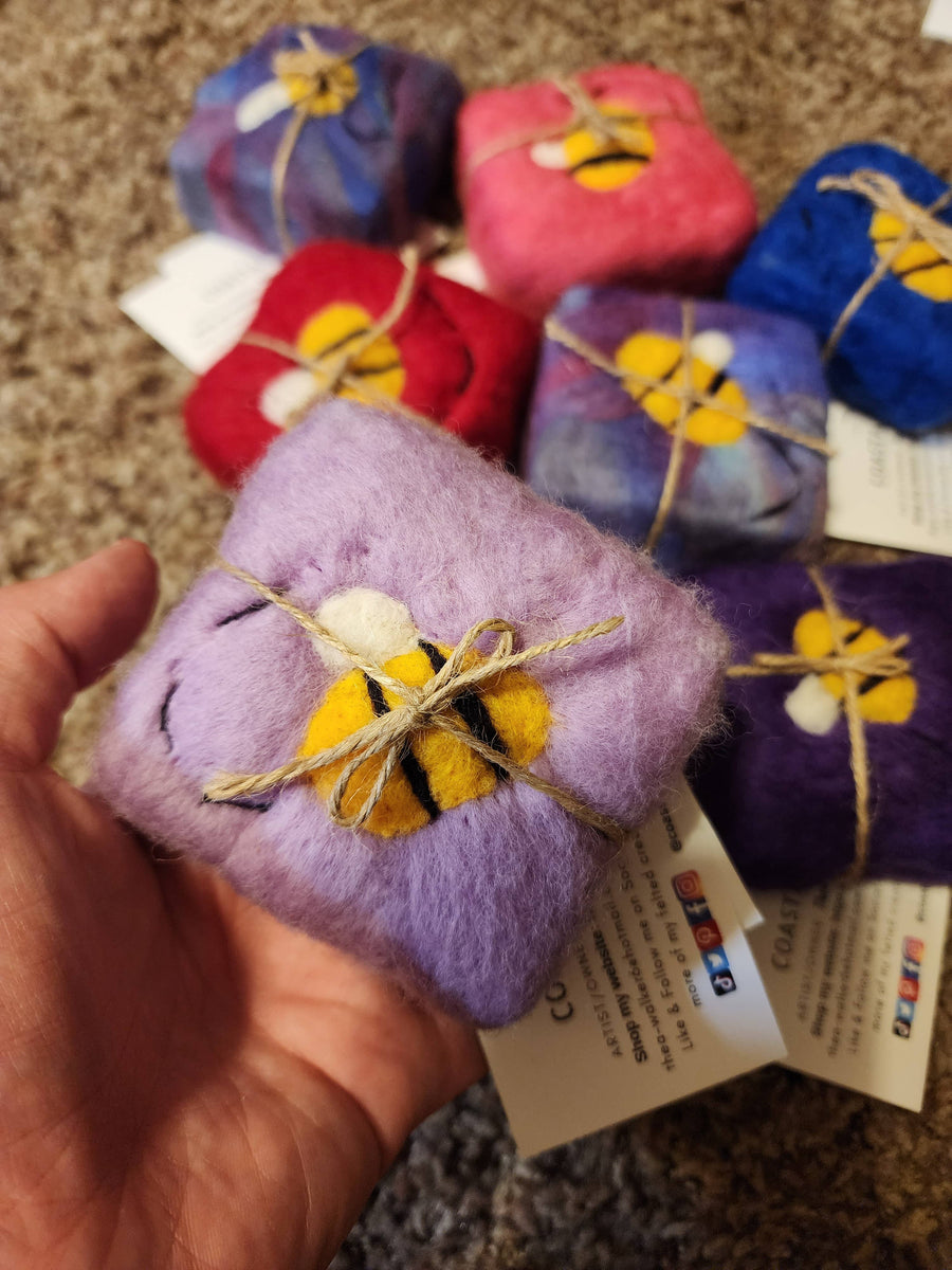 Felted Bee Soap Bar, Wool felted soap