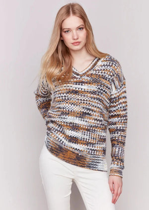 Charlie B Space Dye Yarn Sweater Knit Denim