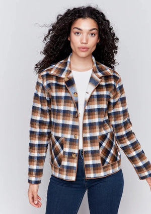 Charlie B Reversible Plaid Jacket Truffle