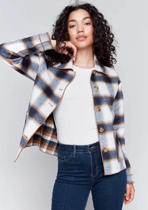 Charlie B Reversible Plaid Jacket Truffle