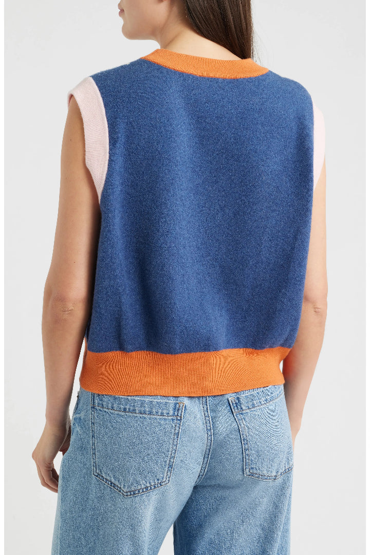 Frnch Torquay Sweater Vest Bleu Marine