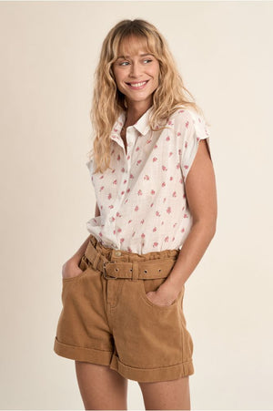 Molly Bracken Woven Shirt Off White Floral