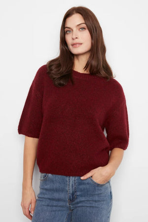 Charlie B Elbow Balloon Sleeve Sweater Merlot