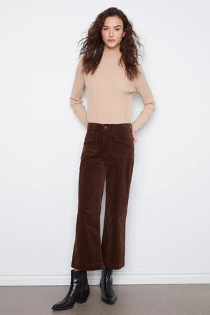 Charlie B Cropped Wide Leg Corduroy Pants Coffee