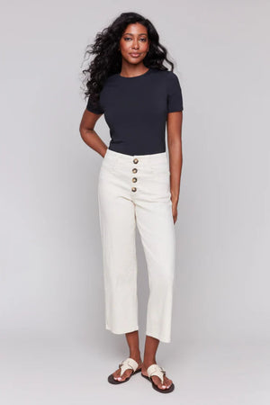 Charlie B Button Fly Flex Twill Natural