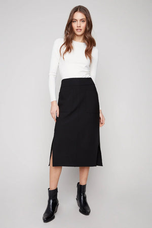 Charlie B Gusty Crepe Skirt With Patch Pockets Black