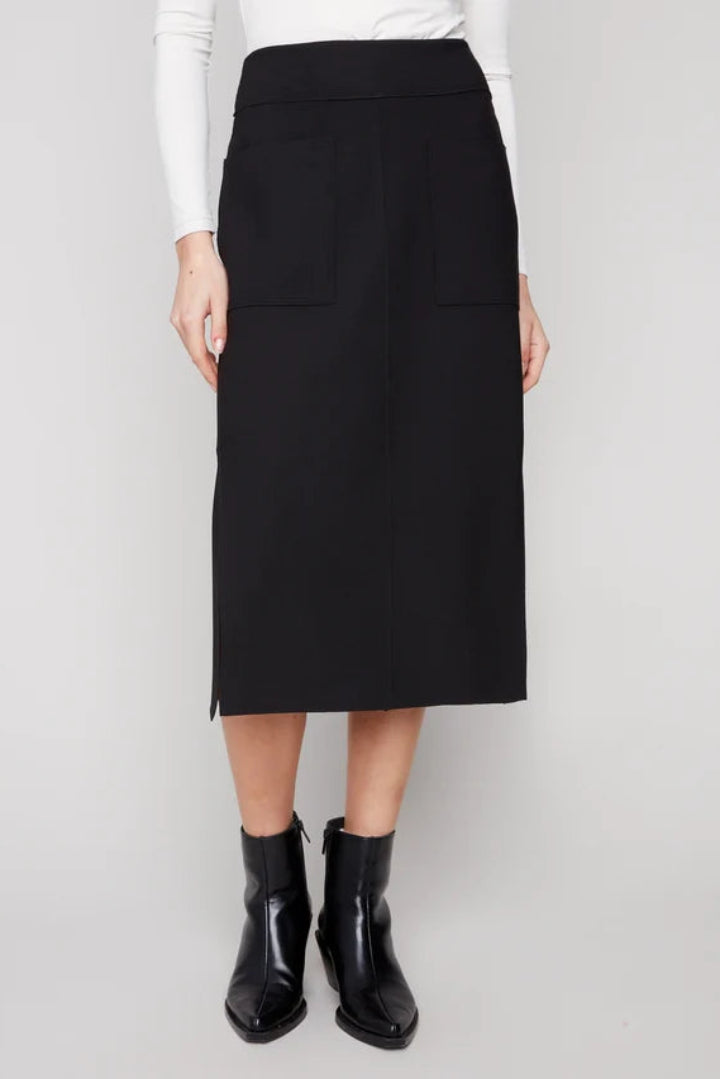 Charlie B Gusty Crepe Skirt With Patch Pockets Black