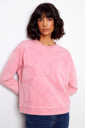 Charlie B Long Sleeve Top Flower Applique Candy