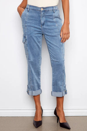 Charlie B Stretch Tencel Cargo Chambray