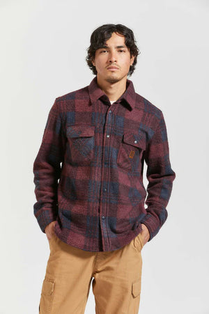 Brixton Bowery L/S Arctic Stretch Fleece Cordovan Red/Washed Navy Plaid