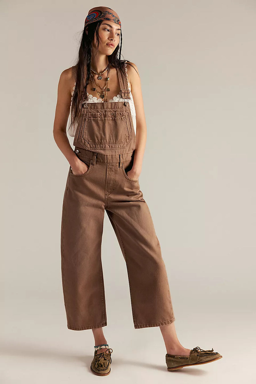 Free People Deep Trance Overall Brown Sugar