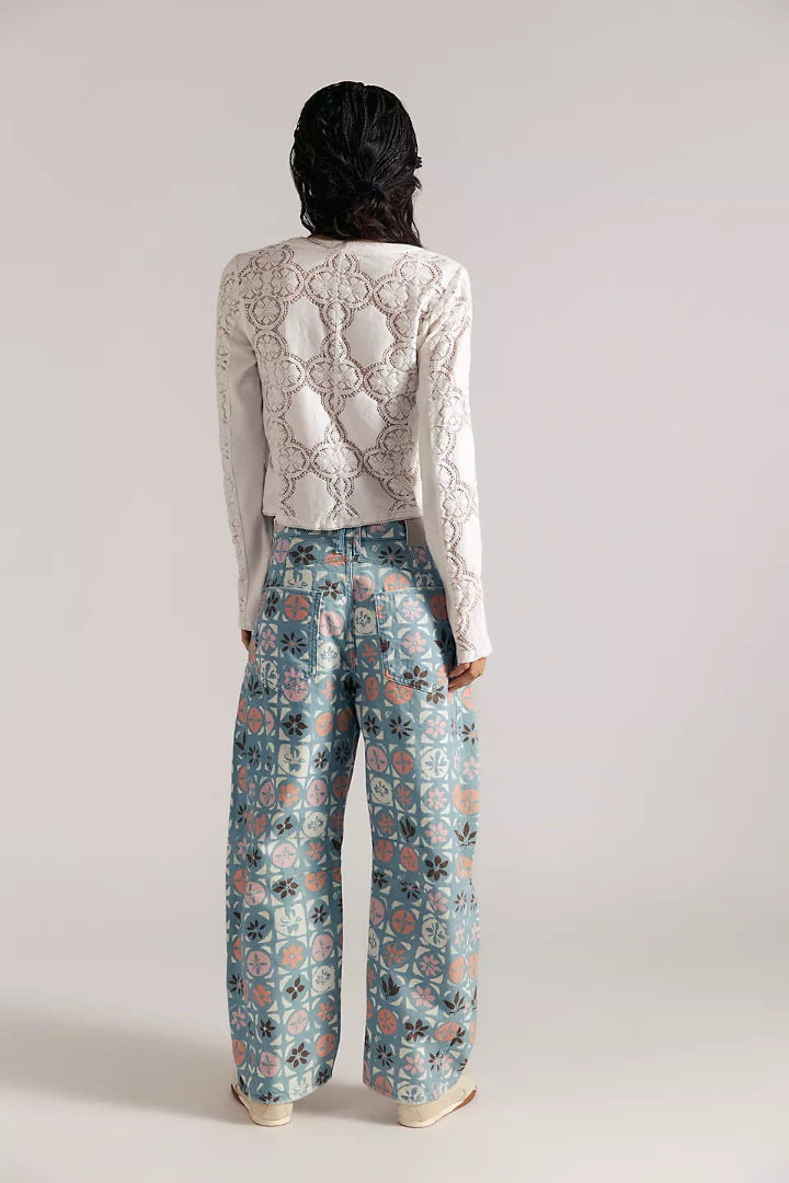 Free People Good Luck Printed Barrel Jade Combo Ditsy Block