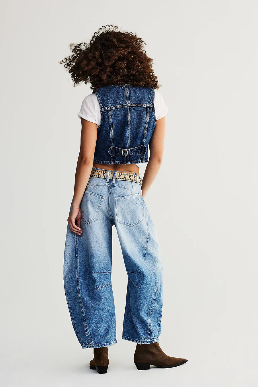 Free People Good Luck Mid Rise Barrel Barnyard Blue
