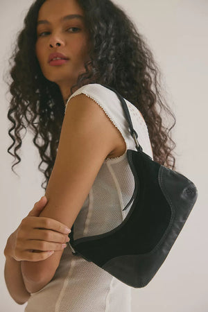 Free People Sindy Leather Shoulder Bag Black