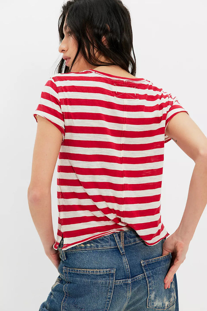Free People Nora Tee Red Combo