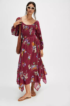 Free People Morning Glory Maxi Dress Earth Red Combo