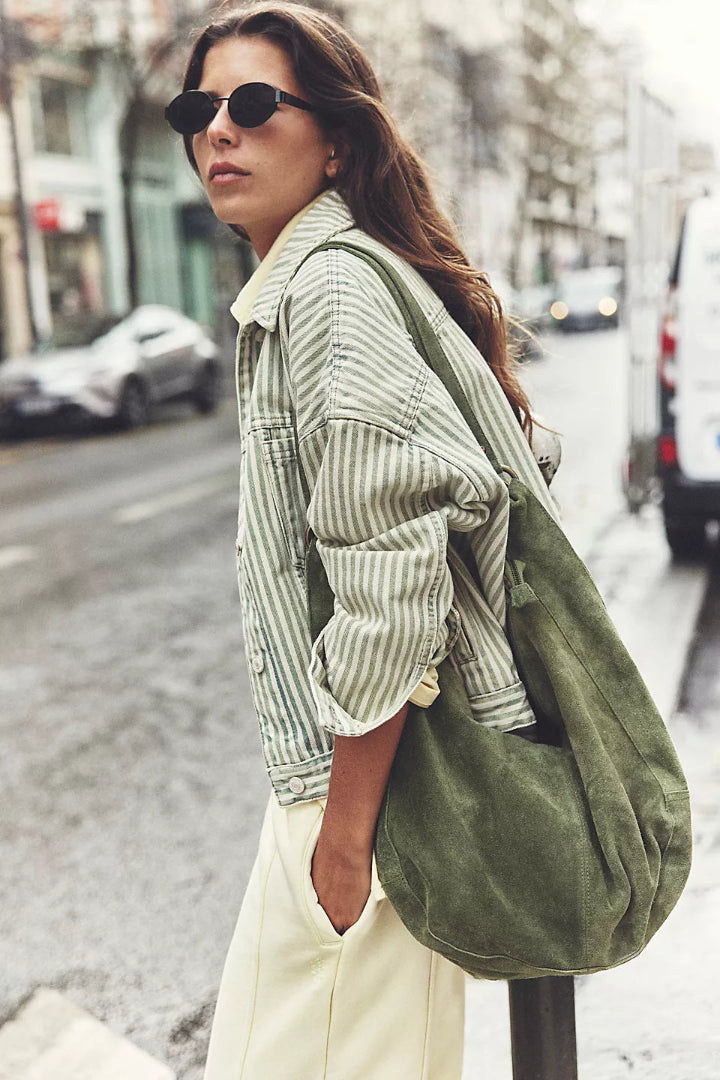 Free People Roma Suede Tote Olive Moss