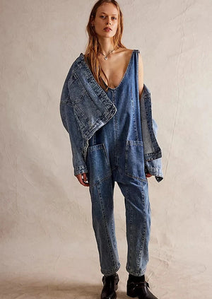 Free People High Roller Jumpsuit Sapphire Blue