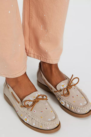 Free People Sandy Seed Bead Boat Shoe Oyster Cove Suede