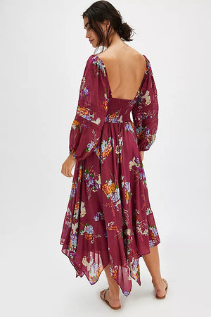 Free People Morning Glory Maxi Dress Earth Red Combo